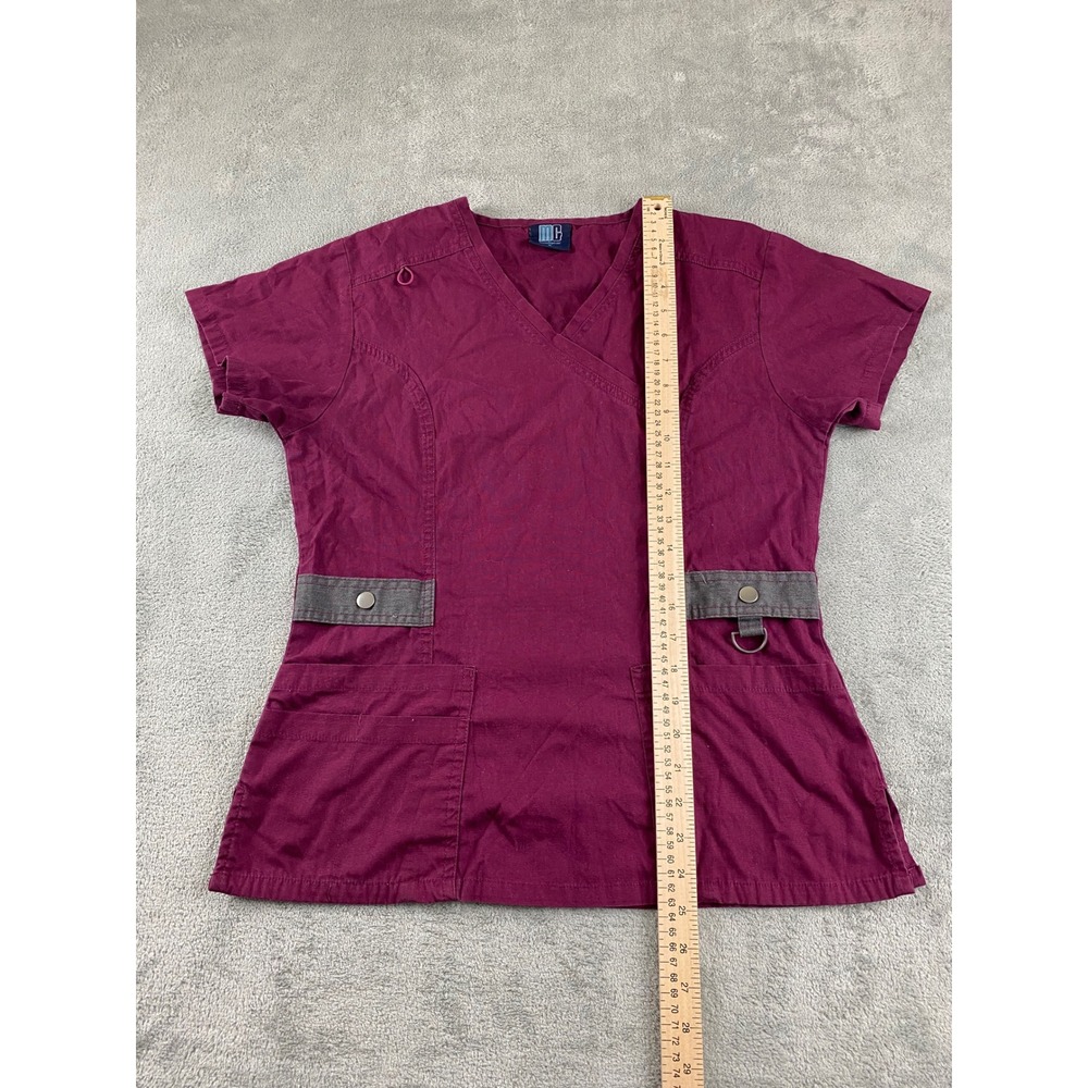 Medgear Burgundy Scrub Top, Stylish Work Wear, Medical‎ Uniform, Women's Small - Picture 6 of 9